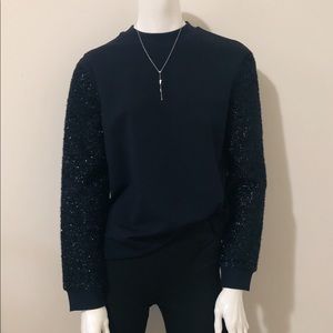 Tory Burch Navy Holiday Crewneck Sweatshirt